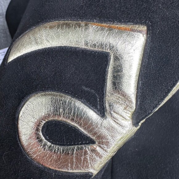 Vintage 1980s Karl Lagerfeld suede over the knee boots w/ gold applique Sz 8.5 - Picture 10 of 10